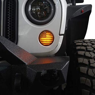 Imagem de Hooke Road JK Pisca-pisca indicadora LED âmbar, sinal de seta, compatível com Jeep JK Wrangler e Unlimited 2007-2018