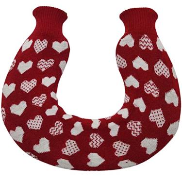 Imagem de Garrafa de água quente de PVC em forma de U Saco de água quente com capa macia para cólicas menstruais, alívio da dor no pescoço e ombro para compressas de calor, aquecedor de cama e aquecedores de pés, vermelho 3.1000 ml