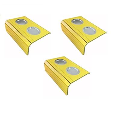 Imagem de Kit 03un Esteiras Braço Sofá Amarelo Porta Copo Alumínio