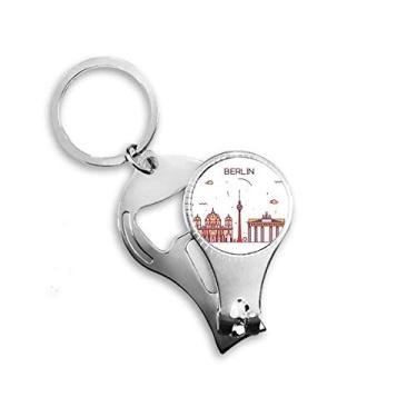 Imagem de Berlim Alemanha Flat Landmark Pattern Nail Nipper Ring Chaveiro Abridor de Garrafas Cortador