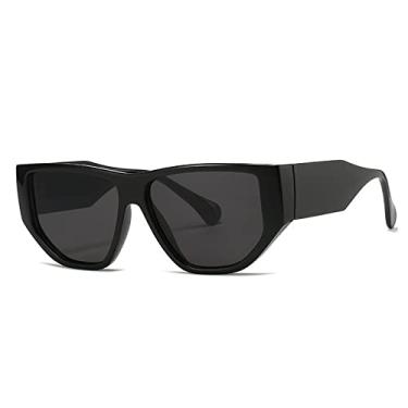 Imagem de Óculos de sol femininos vintage irregulares quadrados olho de gato para mulheres Patchwork com estampa de flores Óculos de sol femininos tons largos, preto cinza, tamanho único