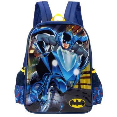 Imagem de Mochila Costas Infantil Escolar Herói Batman Moto Azul - Luxcel