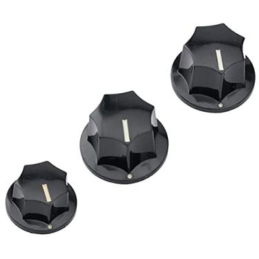 Imagem de Musiclily Pro Tamanho Métrico 18 Splines Kit 3 Knobs de Plástico 2 Grande 1 Pequeno para Baixo Jazz Bass, Preto (4 Peças)