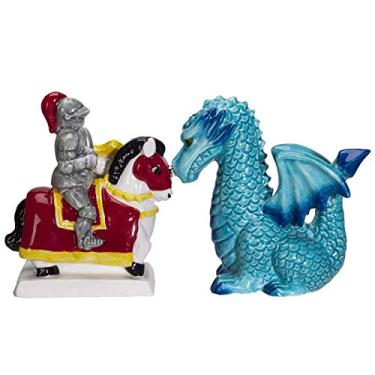 Imagem de Knight on Horse & Dragon Ceramic Salt and Pepper Shakers Set