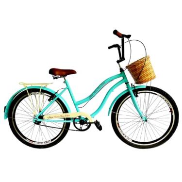 Imagem de Maria Clara Bikes, Bicicleta retrô passeio aro 26 com cesta sem marcha tiffany