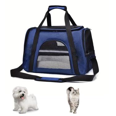 Imagem de Bolsa Transporte Cao Gato Cachorro Pet Viagem Passeio Faixa Refletiva Pequeno Porte Animal de Estimaçao Carro Aviao Onibus