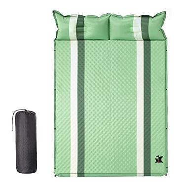 Imagem de GQYYS Tapete inflável para dormir ultraleve colchão de acampamento com travesseiro, almofada de dormir à prova d'água com cor dupla face, almofada de ar portátil inflável dobrável para trilhas, mochilão