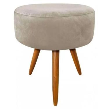 Imagem de Puf, Puff Para Sala Redondo Pé Palito Suede Cores - DECORE.COM, Bege