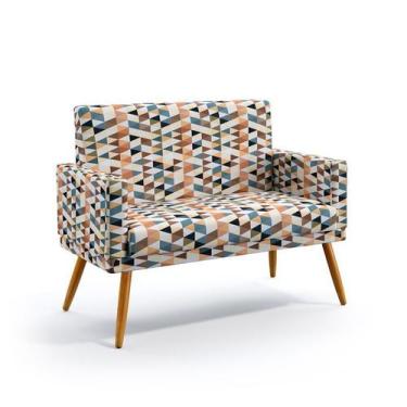 Imagem de Poltrona Namoradeira Nina Com Rodapé Suede Estampado Laranja Aradecor