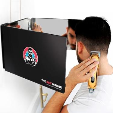 Imagem de Espelho 360 - Triplo Ajustável de Barbeiro Para Cortar Seu Próprio Cabelo - Sistema de Autocorte de Três Dobras Para Homens e Mulheres - 3 Faces Para Ver a Parte de Trás da Cabeça