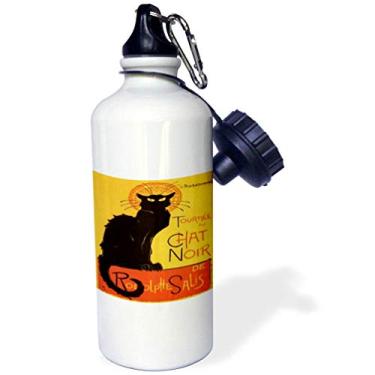 Imagem de 3dRose Le Chat Noir-Advertising, Art Nouveau, Black Cat, Gatos, Chat Noir, Garrafa de água Le Chat Sports, 595 ml, branca