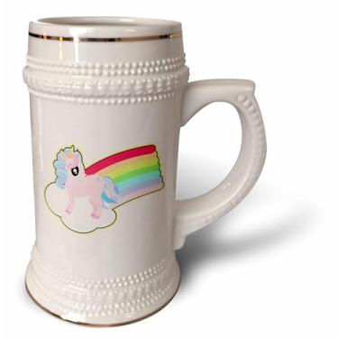 Imagem de 3dRose Unicórnio colorido Kawaii fofo na nuvem do arco-íris - Caneca de caneca, 530 ml, 650 ml, branca