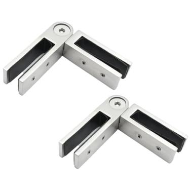 Imagem de SYOWADA 2 peças de braçadeira ajustável de vidro para vidro, acabamento de escova, grampo de grade de vidro para 3/8"/9,5 mm-1/2"/12,7 mm Thinkness Glass para telas de chuveiro, balaustradas, cercas