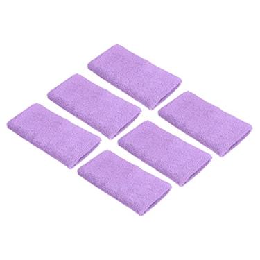 Imagem de PATIKIL Pulseiras esportivas 8 x 15 cm, pacote com 6 faixas absorventes de tecido felpudo de algodão para tênis, basquete, malhar, corrida atlética, roxo claro