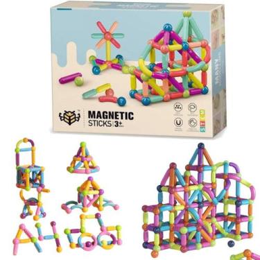 Imagem de Magnetic Stick Building Blocks Jogo Ímãs Conjunto 76 Peças - SACKS