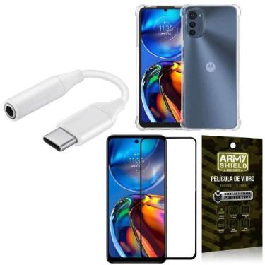 Imagem de Capinha Moto E32 + adaptador Tipo C para Fone P2 + Película 3D - Armys