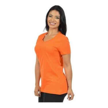 Imagem de Blusa Feminina Longa Decote V Lisa - Vesttuario, GG, Laranja
