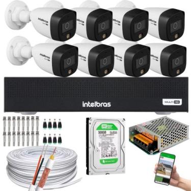 Imagem de Kit 8 Câmeras Segurança VHD 1220 B Full Color 1080p + DVR Intelbras MH
