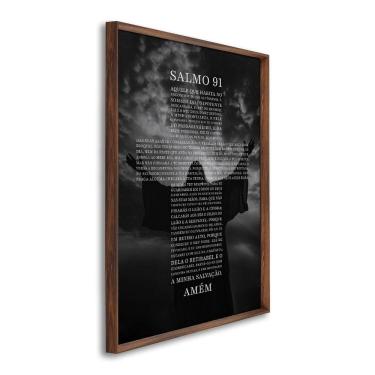 Imagem de Quadro Decorativo Religioso Bíblia Salmo 91 com 1 Tela Cm ou Cm de Parede para Sala Quarto Hall 60cm Marrom