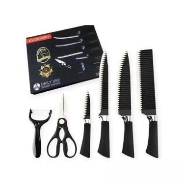 Imagem de Kit De Facas Antiaderente C/ 6 Peças De Aço Inox Churrasco - Topchef