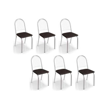 Imagem de Kit 6 Cadeiras Sala Jantar Noruega C077 6 Un Cromada/Preto 110 - Kappesberg