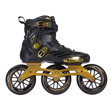 Imagem de Patins Liku Performance 125 3WD Speed Inline unissex, Black&Gold, Men 7/Women 8