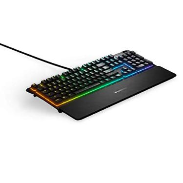 Imagem de SteelSeries Teclado para jogos Apex 3 RGB – Iluminação RGB de 10 zonas – Resistente à água IP32 – Descanso de pulso magnético premium (interruptor Whisper Quiet Gaming) – SP (espanhol)