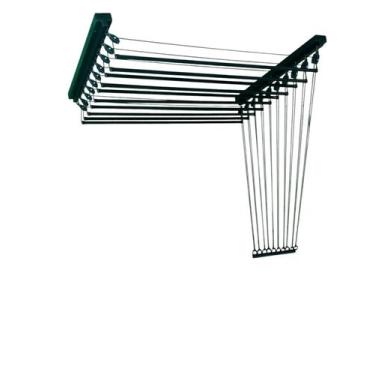 Imagem de Varal Individual De Teto 180cm Com 08 Varetas Em Alumínio - Preto - Bu