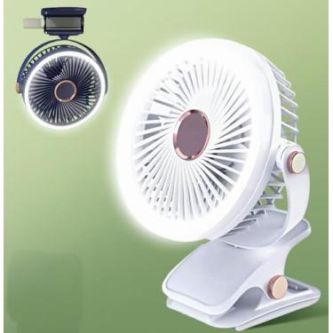 Imagem de Ventilador de Mesa Portátil Recarregável Mini Ventilador Silencioso com Bateria de Longa Duração 2400mAh LED Integrado 5 Velocidades Ajustáveis 360 Graus Ideal para Usos Domésticos (Branco)