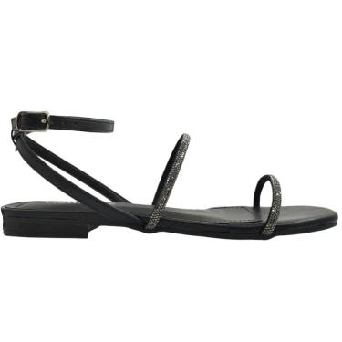 Imagem de Sandália Feminina Rasteira Casual Dia a Dia Passeio com Strass Conforto Via Marte 113-007