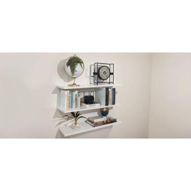 Imagem de Prateleiras em mdf branco para quarto escritório kit com 03 prateleira