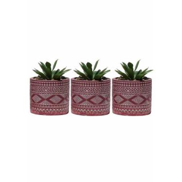 Imagem de Kit 3 Vaso em Cimento Suculenta Planta Artificial Cor Pink - Onix