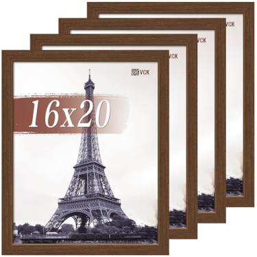 Imagem de VCK Conjunto de 4 porta-retratos 40,6 x 50,8 cm, marrom, moldura de madeira com qualidade de galeria, borda de 2,9 cm de largura, acrílico polido, visor de parede vertical ou horizontal para foto/arte