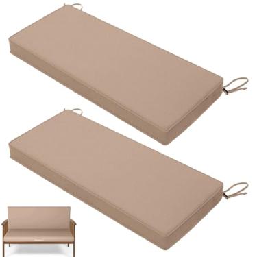 Imagem de Iristykilin Pacote com 2 almofadas de banco para ambientes externos - 121 x 45,7 cm à prova d'água para móveis de pátio, almofada de balanço para varanda com laços e alça, almofada de sofá de alta