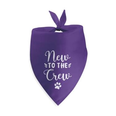 Imagem de New to The Crew Dog Bandana Novo presente para dono de gênero revelar presentes para cães grandes médios pequenos anúncio de bebê adereços de foto acessórios para cachecol de animal de estimação