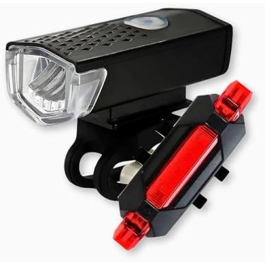 Imagem de Kit Bike Farol Frontal + Traseiro Ultra Led Usb Recarregável – Visibilidade Máxima e Proteção Noturna