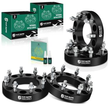 Imagem de YHTAUTO Espaçadores de roda de 8 x 180 mm de 1,5" para Chevrolet, modelos GMC, Silverado Sierra 2500 3500 HD 2011-2022, espaçadores de pneu com pinos de grau M14x1.5 e 12.9, furo do cubo de 125 mm 8 pinos 4 peças adaptadores de roda pretos