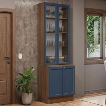 Imagem de Kit Balcão + Cristaleira 70 Cm Vik Madesa 02 Rustic/azul