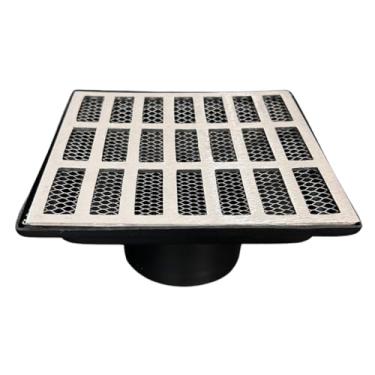 Imagem de Ralo Convencional Guvi 20x20 Grelha Em Alumínio Com Coletor Saída Fundo Baixa Com Tel Anti Inseto (50mm)