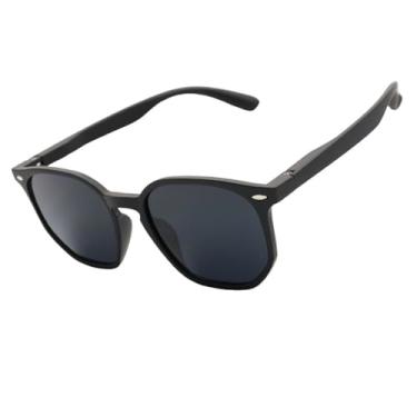 Imagem de Óculos de Sol Hexagonal Acetato Itaniano Flexivel Premium Retro Lentes UV400 Feminino Masculino - Cacife Brand (Preto Fosco)