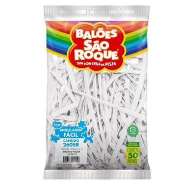 Imagem de BALÃO CANUDO 260 - SÃO ROQUE - BRANCO POLAR - Pacote com 50 unidades