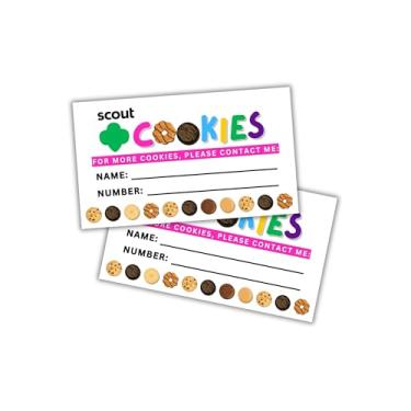 Imagem de Cartão de visita Scout Cookie Reorder pacote com 50 5 x 9 cm para temporada de vendas de biscoitos, líderes de tropa, meninas, penduradas nos vizinhos, porta a porta, vendas de meninas