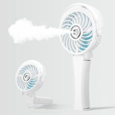Imagem de HandFan Ventilador de nebulização portátil atualizado 2025, fácil operação com dois botões, ventilador portátil recarregável, ventiladores de névoa de água em spray, mini ventiladores elétricos para