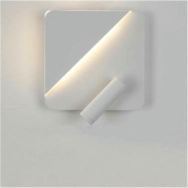 Imagem de WLHAZMWY Lâmpada de parede moderna arandela redonda de ferro para quarto estudo leitura iluminação interior luminárias decorativas (branco frio, F branco 18 cm)