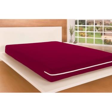 Imagem de Protetor de Colchão Queen, Malha Gel, Impermeável com Zíper, 140x190 cm (VINHO)