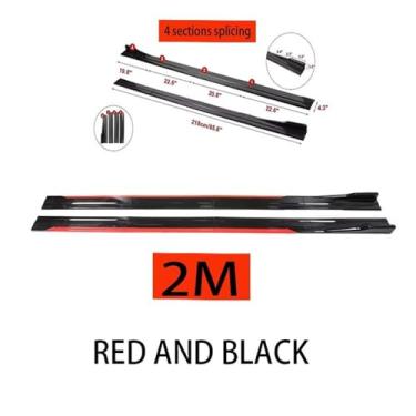 Imagem de Saia lateral universal para carro, 8 peças, 2,2 m, divisores de asa, spoiler lateral, compatível com Dodge Ram, Challenger, Dakota Journey, Hornet(Red and black 2m)