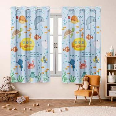 Imagem de Cortina Infantil Estampada, 200 x 150 cm, Poliéster, Decorativa para Quarto, Sala ou Escola (FUNDO DO MAR)