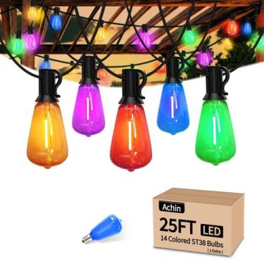 Imagem de Luzes de corda externas Achin 7.6m à prova d'água multicolor LED