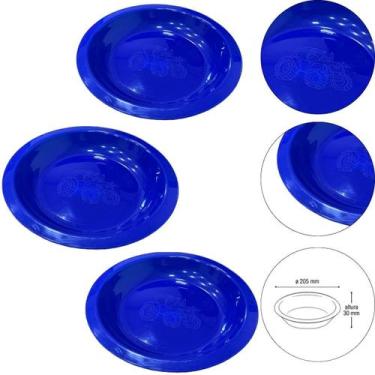 Imagem de Kit 3 Prato Infantil De Plástico Com Desenho De Trator ul - Arqplast