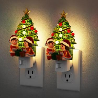 Imagem de Luz Nocturna JandCase Árbol de Navidad y Papá Noel 3000K Paquete de 2